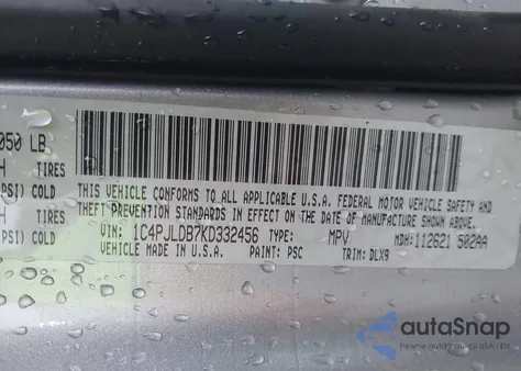 2019 Jeep Cherokee Limited Fwd z USA, uszkodzony, nr VIN 1C4PJLDB7KD332456